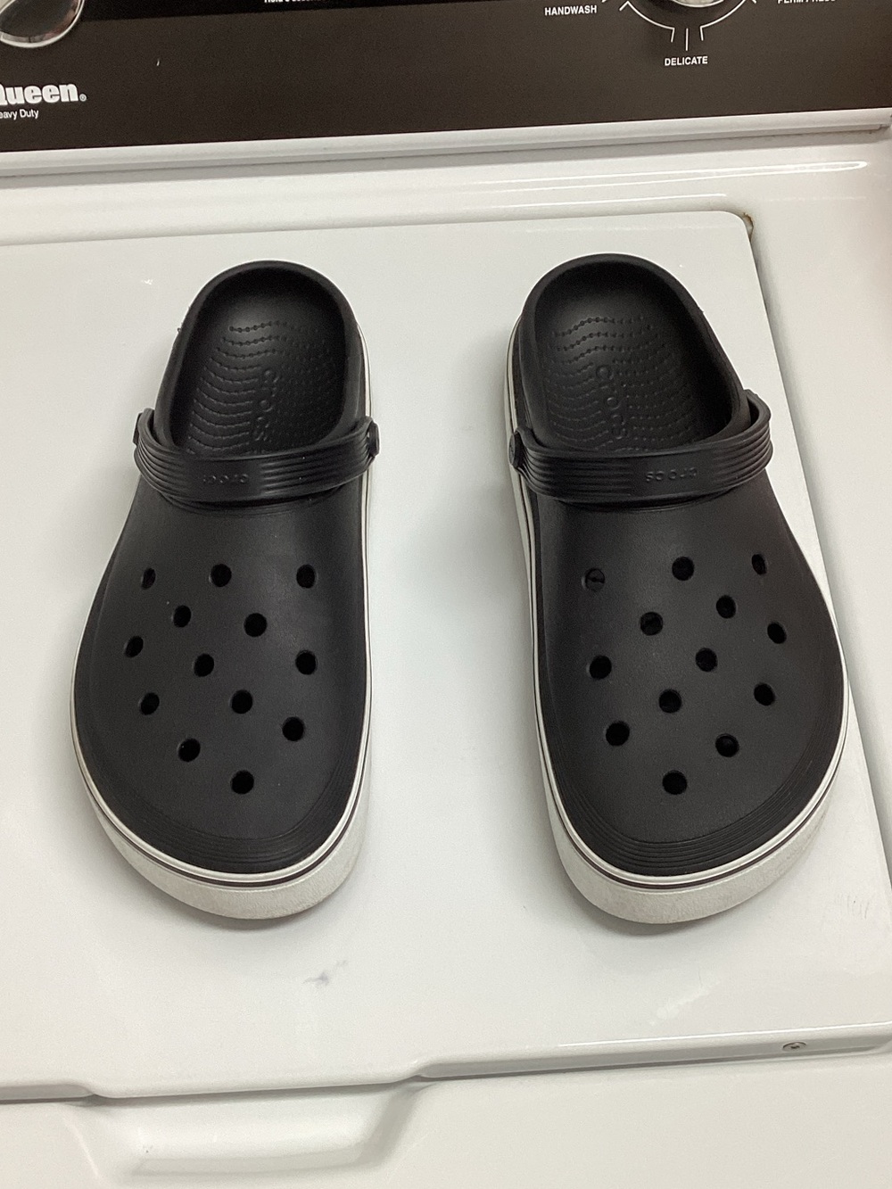 CROCS Classic Clog in Black with White Trim